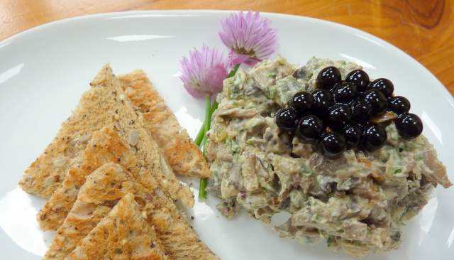 Mushroom Pate with Balsamic Pearls